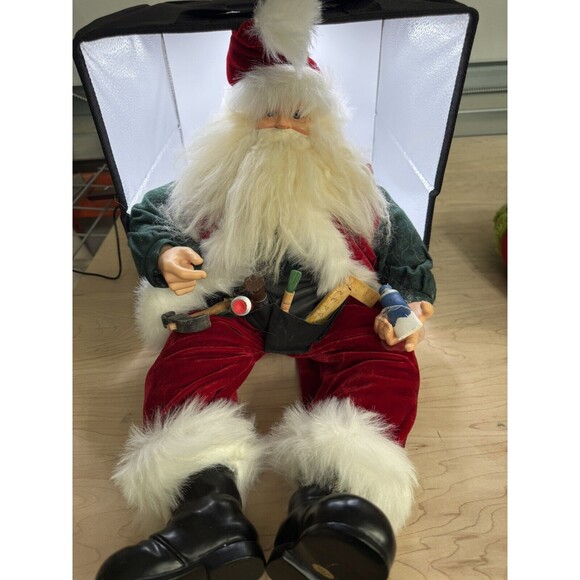 Vintage Sitting Tools Santa Saint Nicolas 21 inch Fabric Figurine - Picture 4 of 7